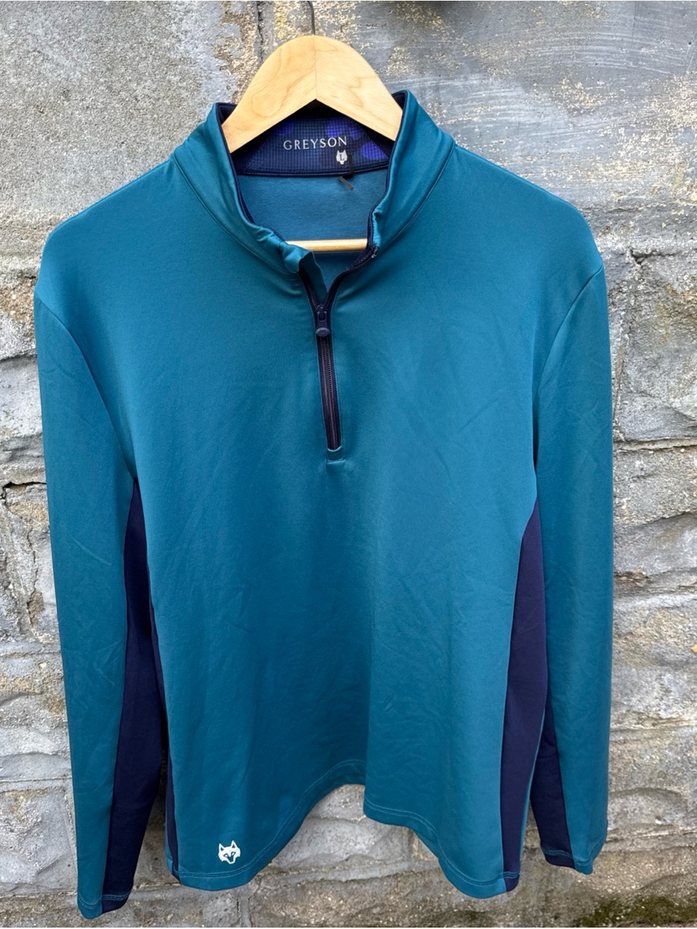 Greyson Golf 1/4 Zip Pullover Mens Large Teal Blue Activewear Stretch Mock Neck